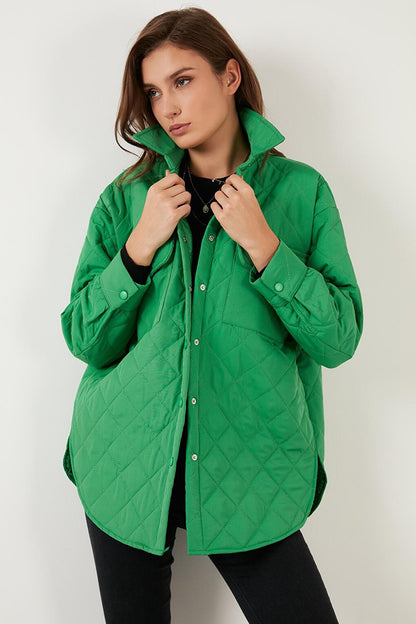 Oversize Pocket Quilted Thin Coat 611MNT01