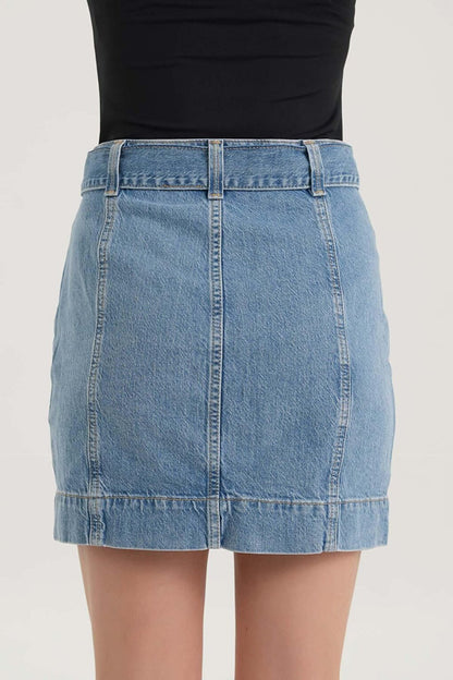 Light Blue High Waist Belt Detailed Jean Skirt C 4532-034