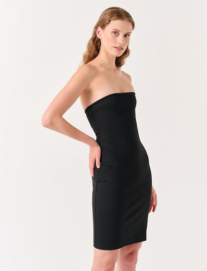 Black Slim Fit Strapless Mini Dress