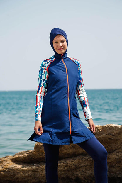 Navy Blue Fully Covered Hijab Swimsuit M2267