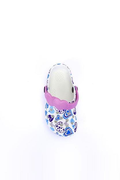 E009.B.019 Girl's Clog Slippers White / Purple