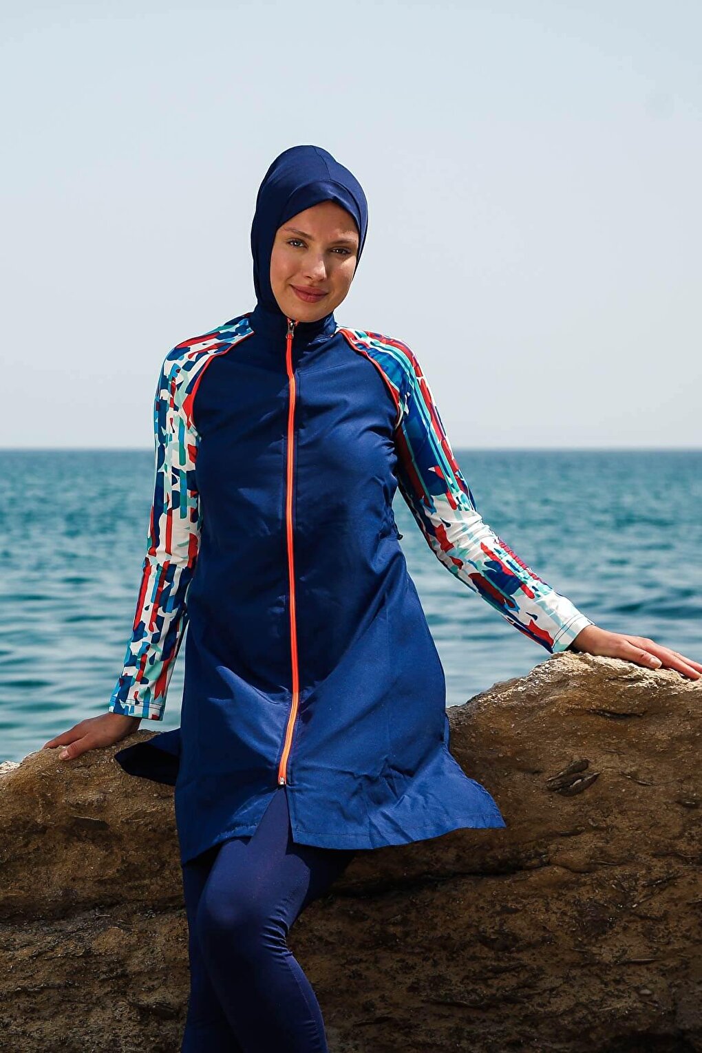 Navy Blue Fully Covered Hijab Swimsuit M2267