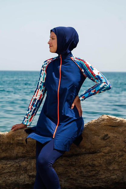 Navy Blue Fully Covered Hijab Swimsuit M2267