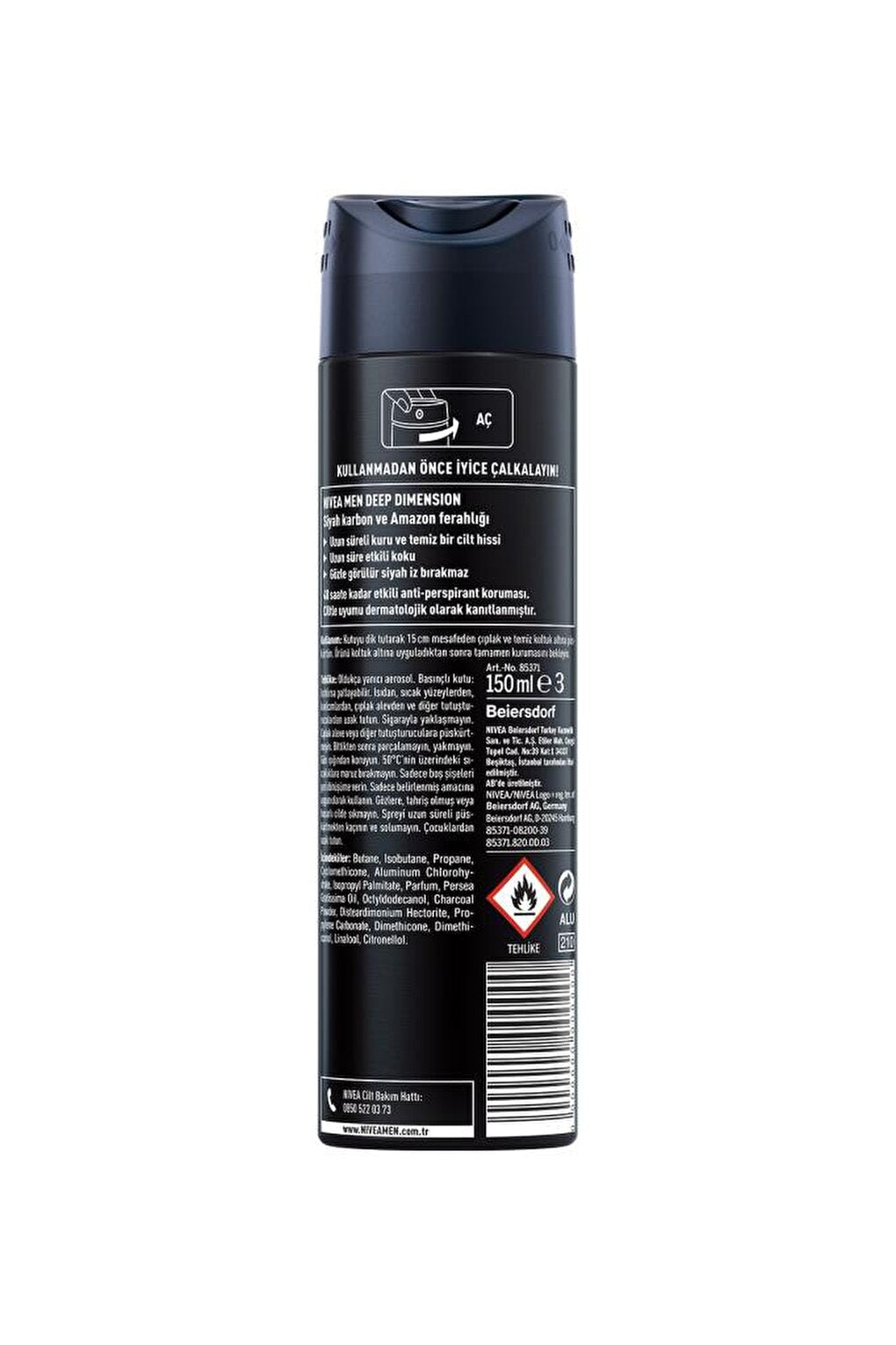 Men's Spray Deodorant Deep Dimension Amazonia 150 ml, 48 Hours Anti-Perspirant Protection