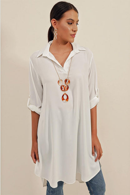 5892 Necklace Tunic - White