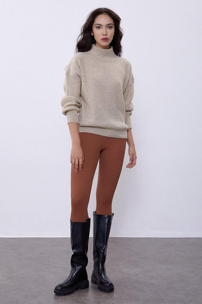 Brown Foot Tape Knitwear Tights SWP4454KA