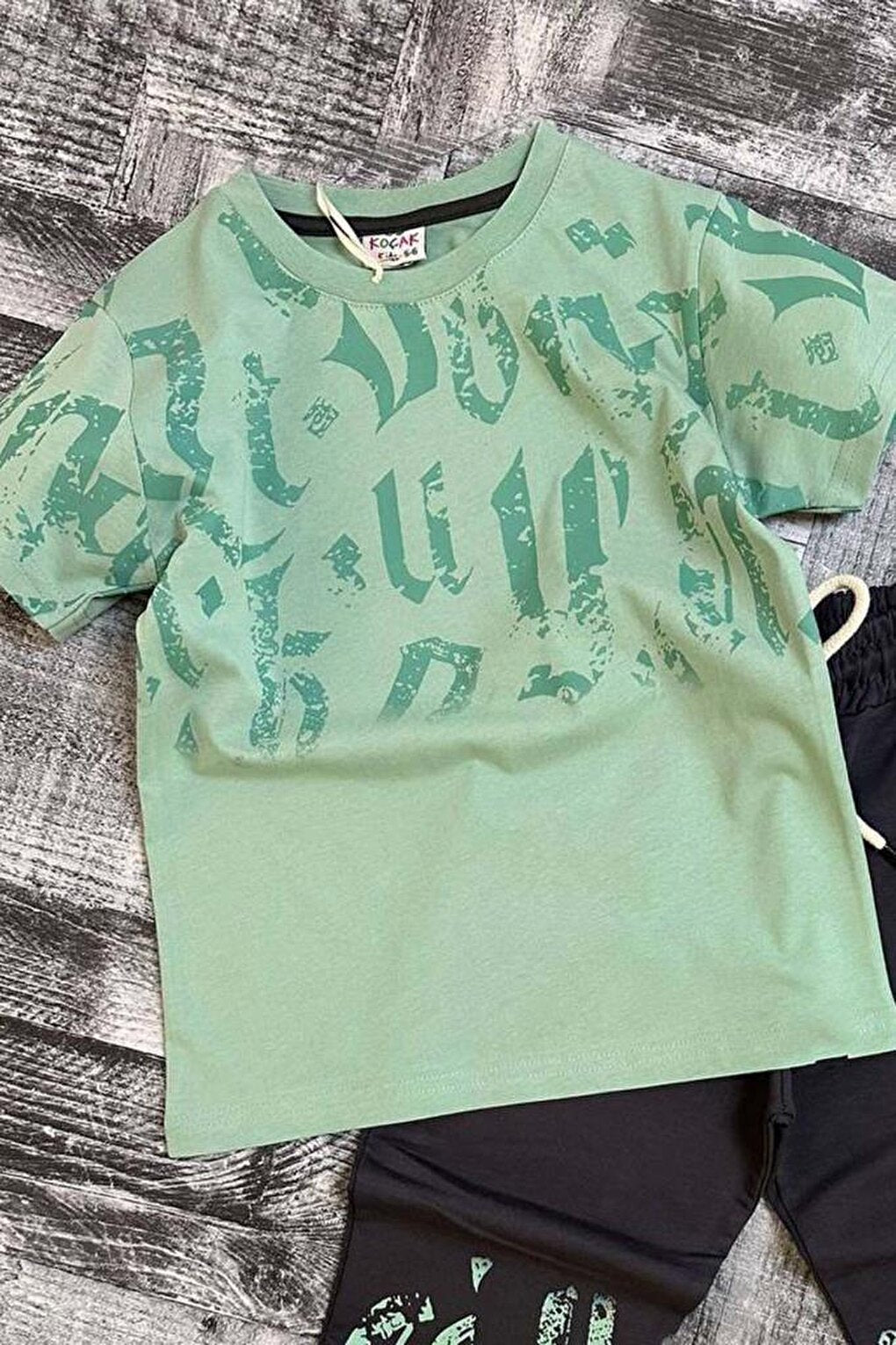 Boy's Antique Patterned Green Tracksuit