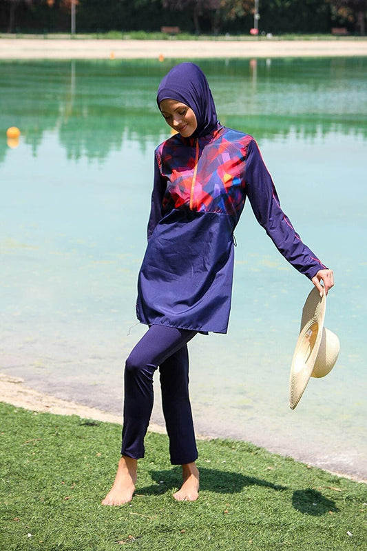 Navy Blue Fully Covered Hijab Swimsuit M2269