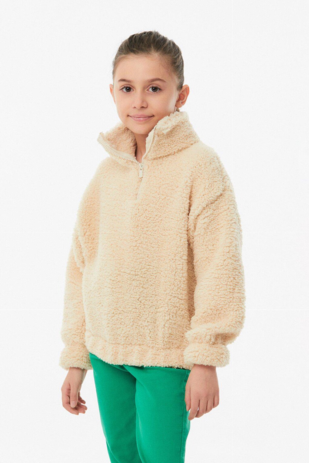 Half Zipper Girl's Plush Sweatshirt