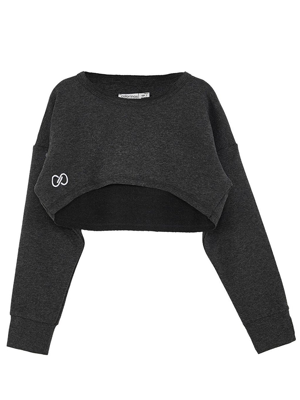 Embroidered Girl's Crop Sweatshirt