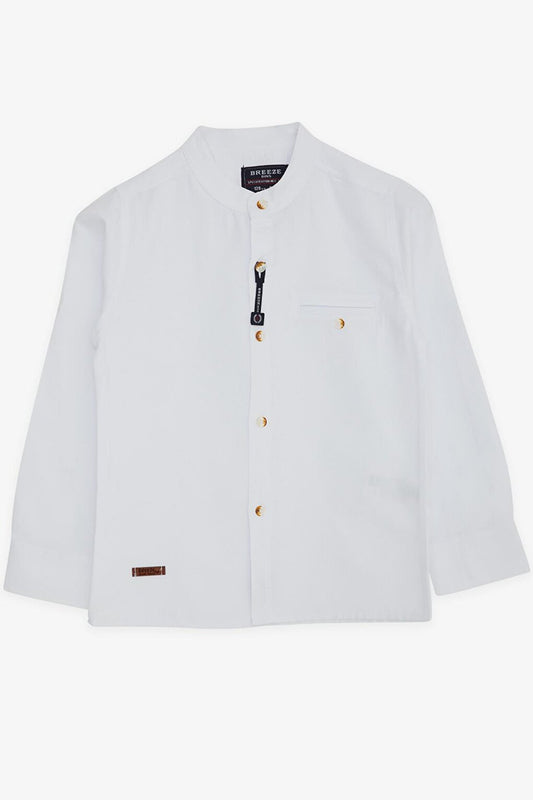 Boy's Shirt White with Coat of Arms Buttons (Ages 8-12)