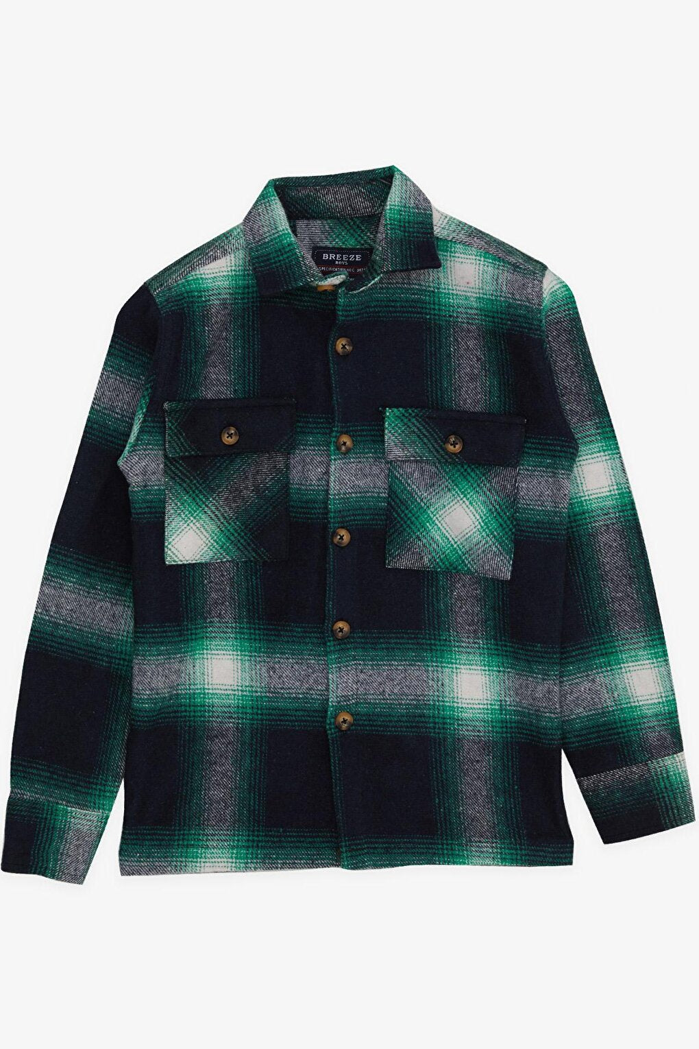 Boy's Lumberjack Shirt Plaid Patterned Green (Ages 8-14)