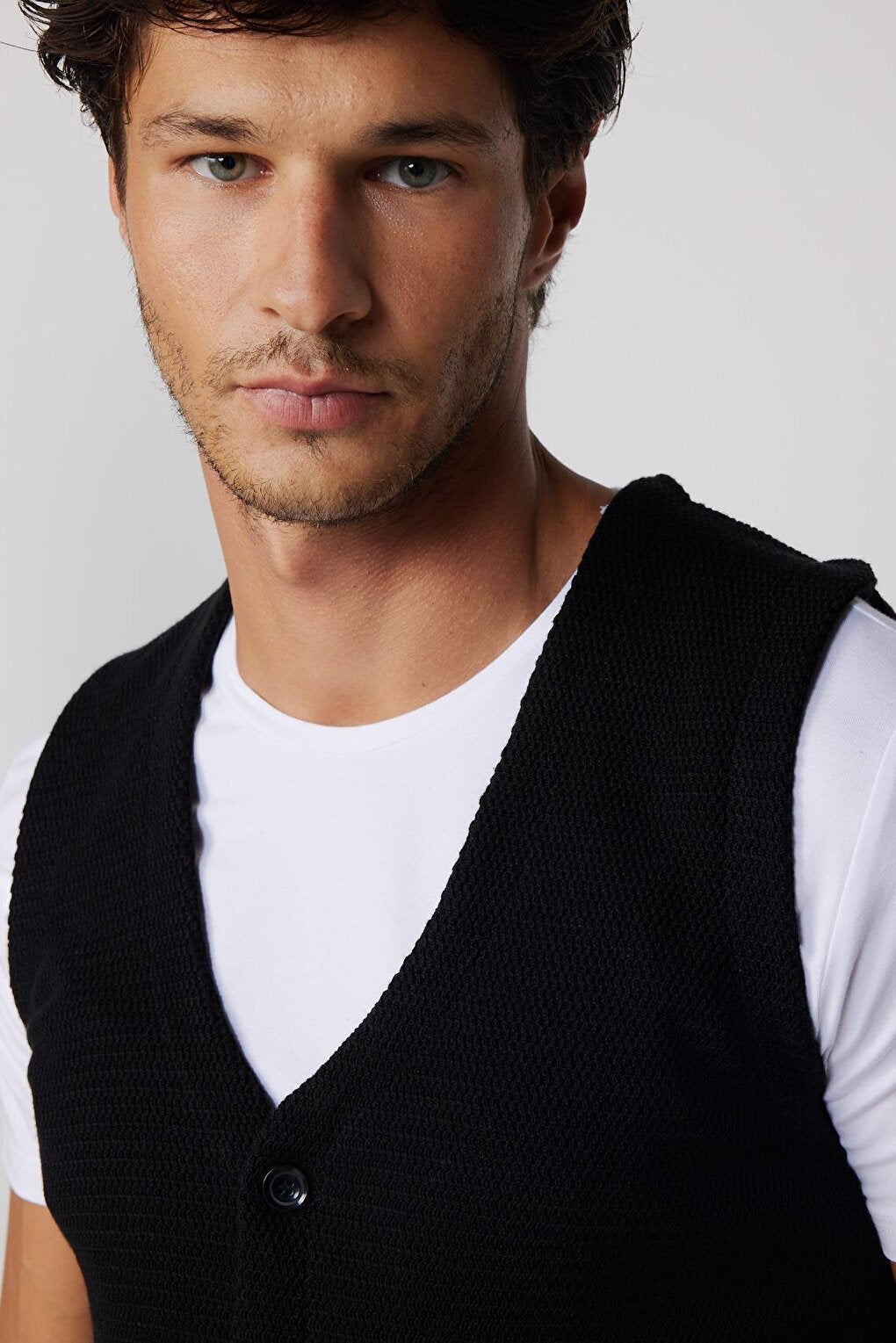 Men's Slim Fit Black Waistcoat