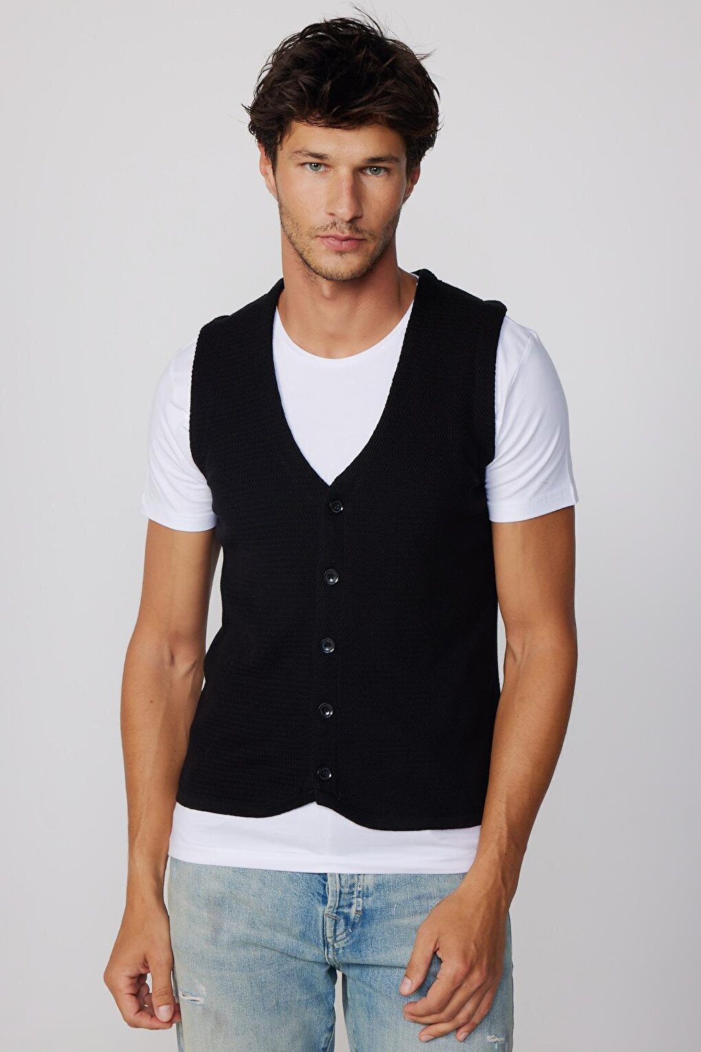 Men's Slim Fit Black Waistcoat