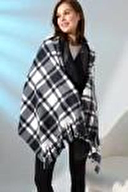 Plaid Pattern Fleece Shawl