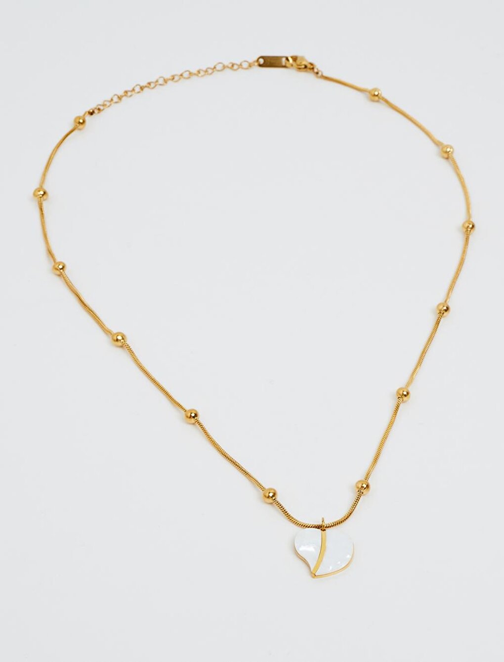 Gold Heart Shaped Ball Detailed Chain Necklace