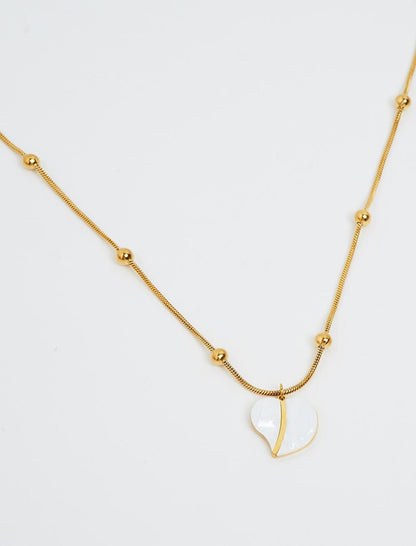 Gold Heart Shaped Ball Detailed Chain Necklace