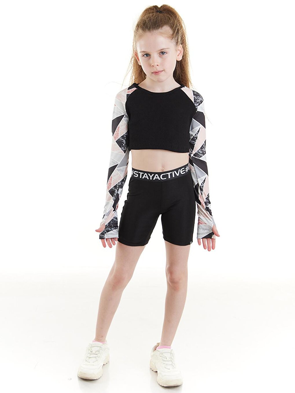 Tori Patterned Girl's Crop Sweatshirt