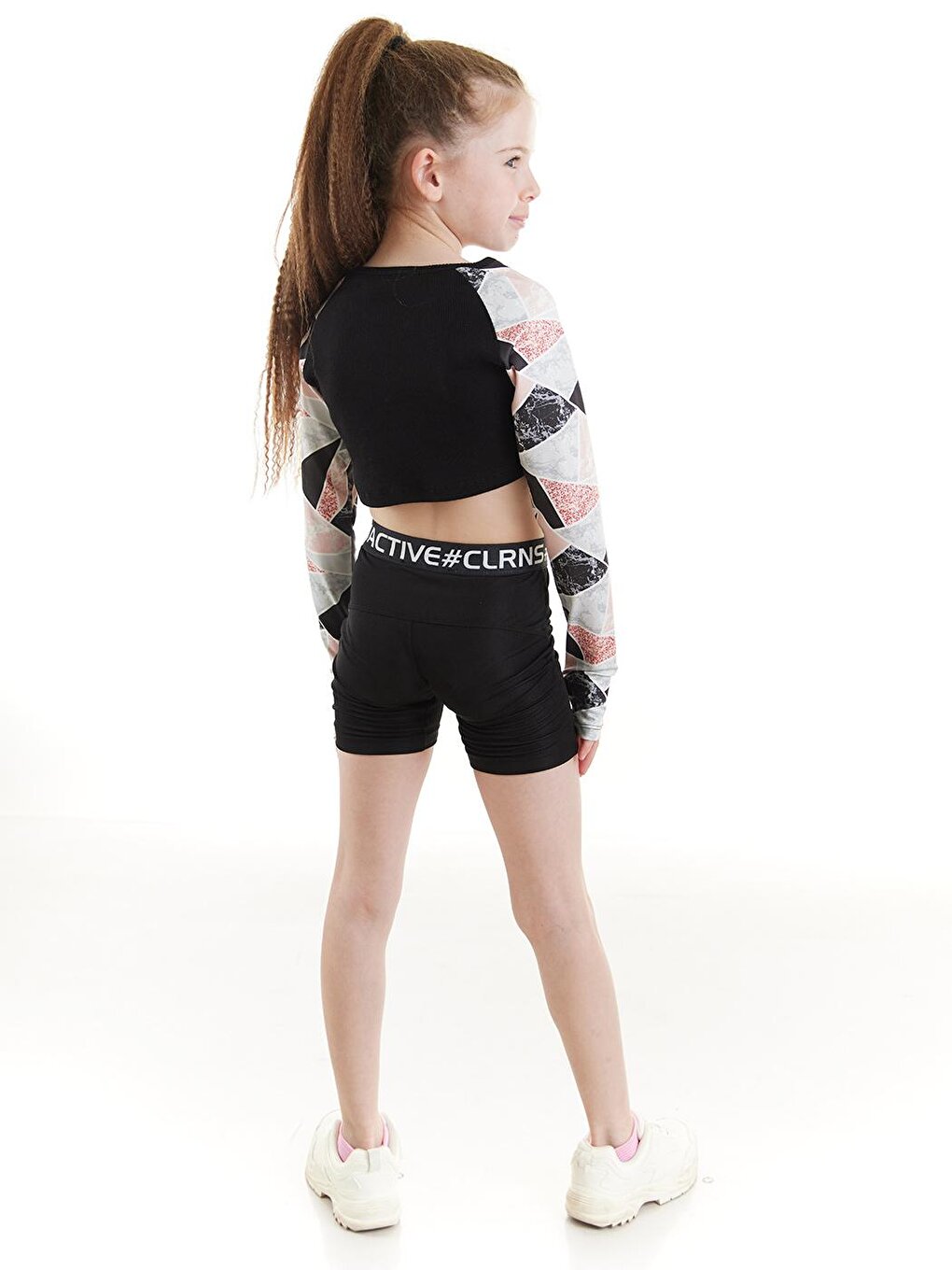 Tori Patterned Girl's Crop Sweatshirt