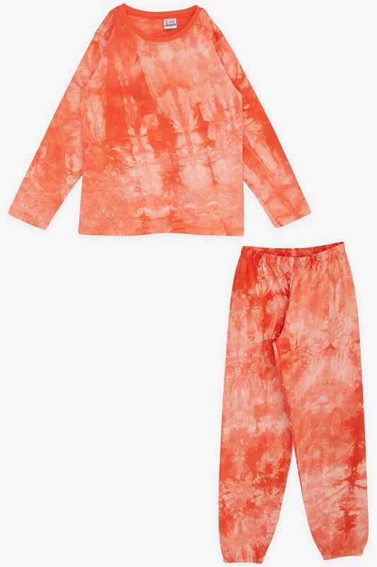 Boy's Pajama Set Orange with Batik Pattern (Age 9-12)