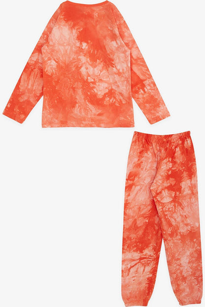 Boy's Pajama Set Orange with Batik Pattern (Age 9-12)