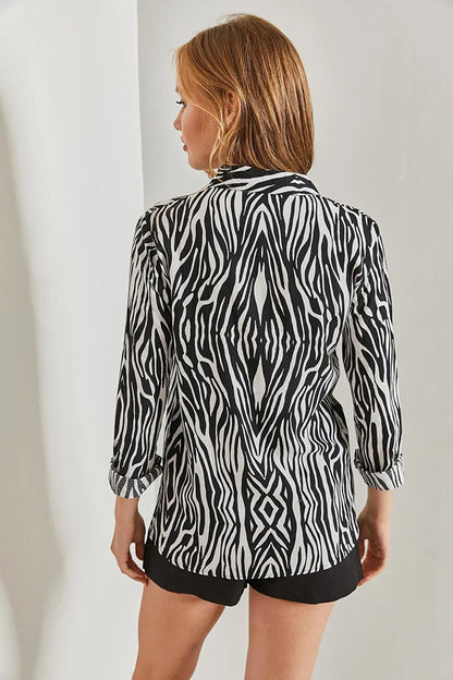 Women's Zebra Patterned Viscose Shirt