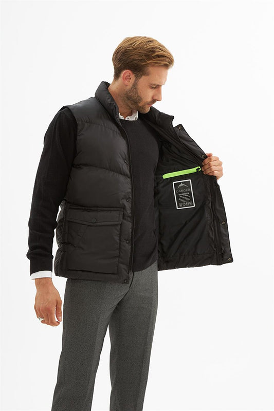 Men's Pocket Detailed Puffer Vest Black