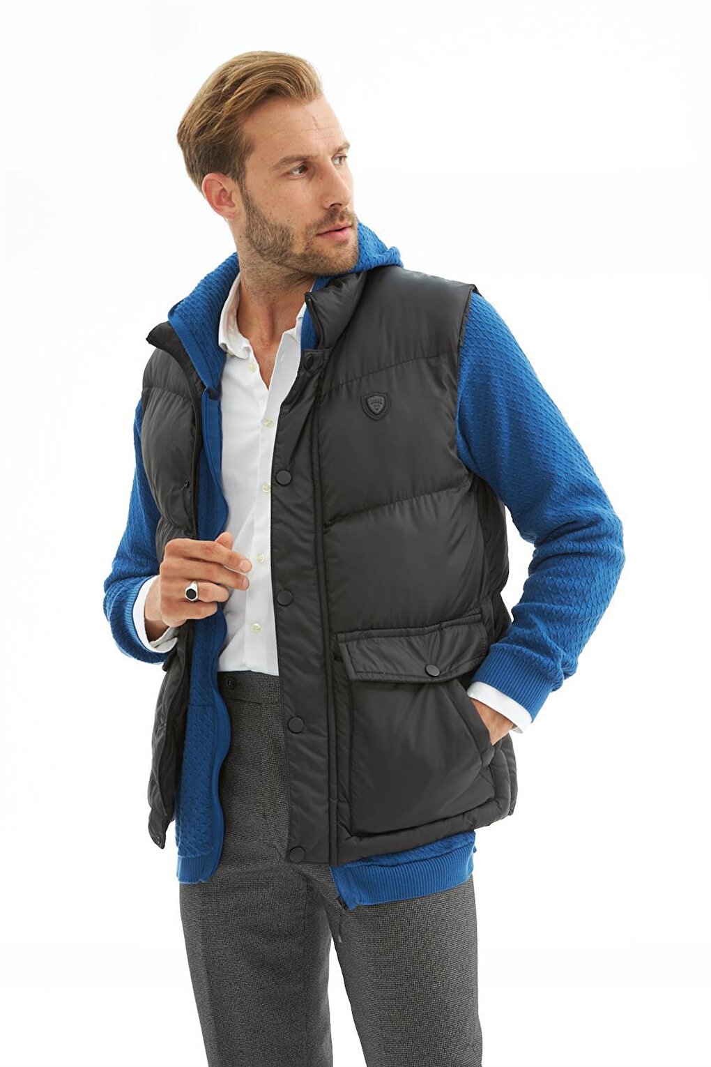 Men's Pocket Detailed Puffer Vest Black