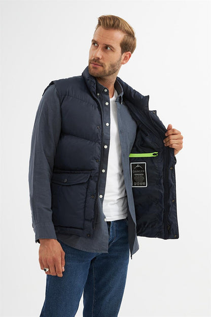 Men's Pocket Detailed Puffer Vest Navy Blue