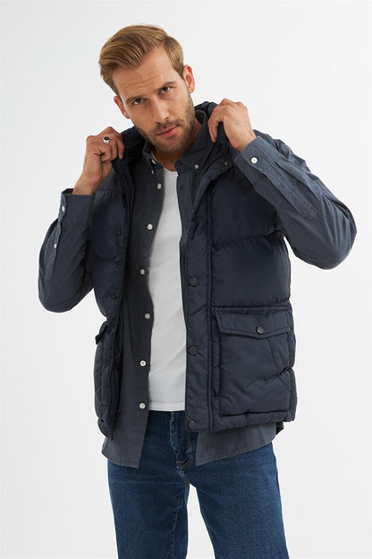 Men's Pocket Detailed Puffer Vest Navy Blue