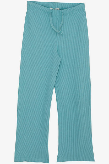 Girl's Trousers with Elastic Waist and Lacing, Water Green (Age 8-14)