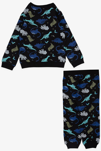 Boy's Tracksuit Set Black with Dinosaur Pattern (Age 1-4)