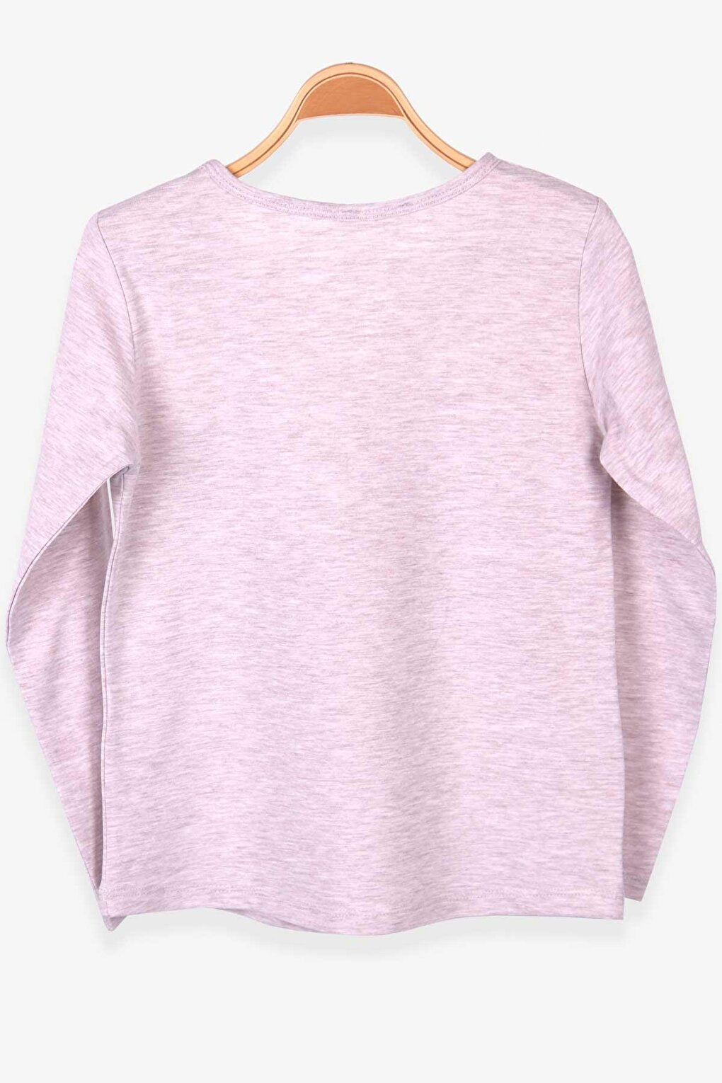 Girl's Long Sleeve T-Shirt Printed Silvery Beige Melange (Age 9-11)