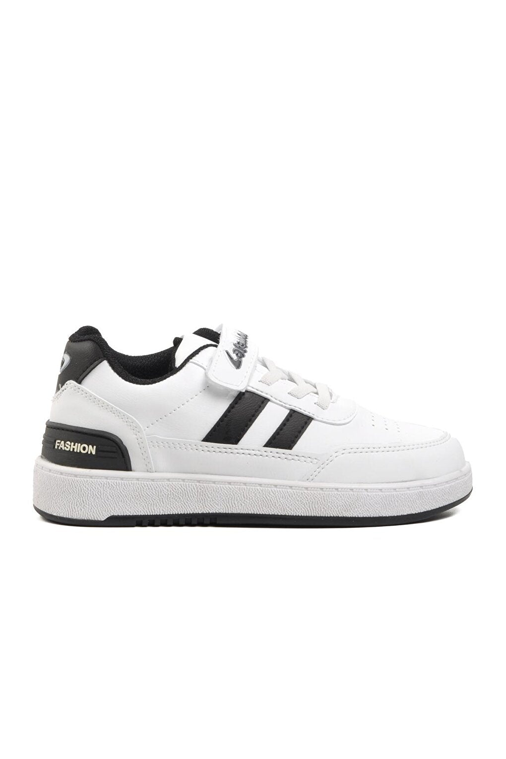 725-24K-P White-Black Velcro Kids Sneaker