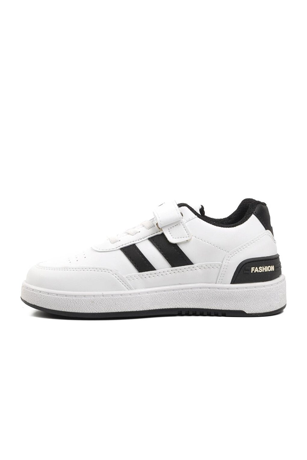 725-24K-P White-Black Velcro Kids Sneaker