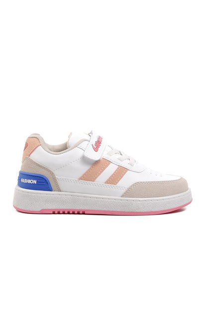 725-24K-P White-Ice-Pink Velcro Kids Sneaker