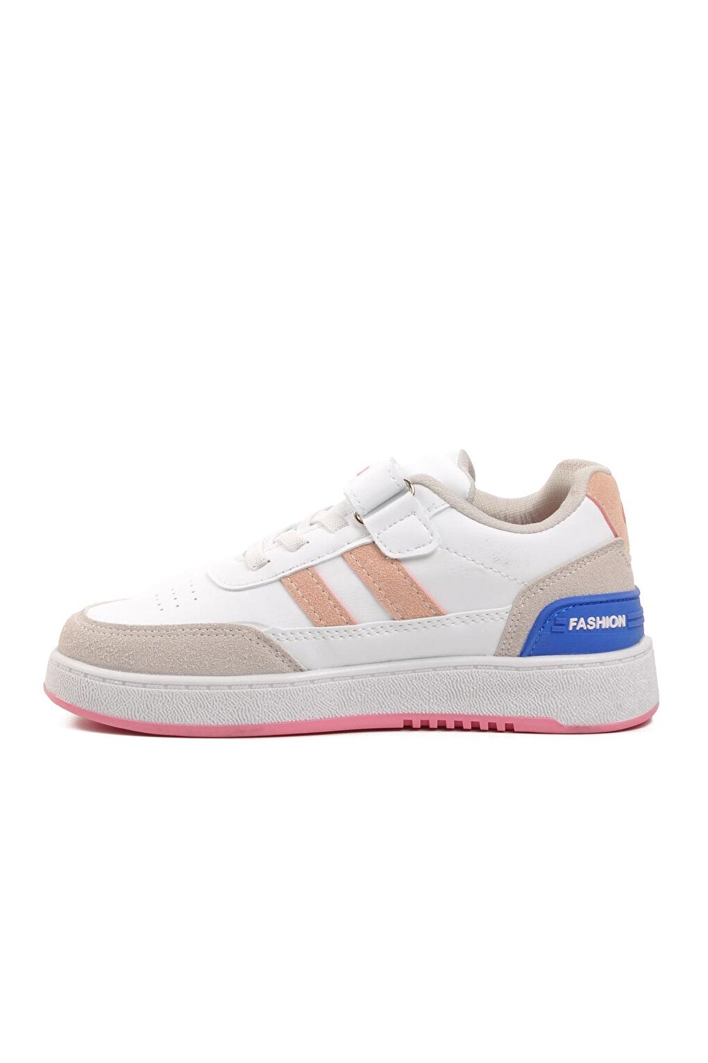 725-24K-P White-Ice-Pink Velcro Kids Sneaker