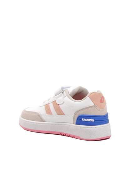 725-24K-P White-Ice-Pink Velcro Kids Sneaker