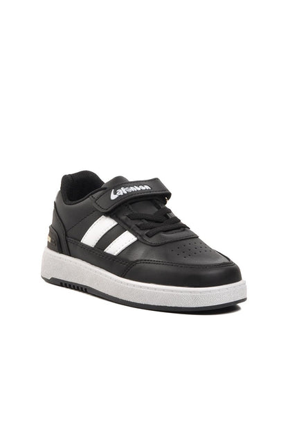 725-24K-P Black-White Velcro Kids Sneaker