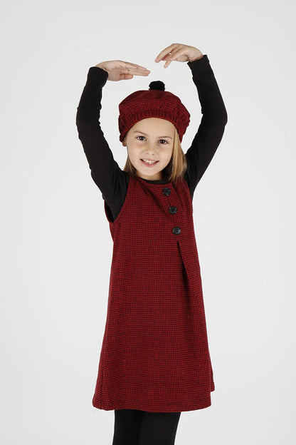 Girl's Button Detailed Badi and Hat Dress Ak2403