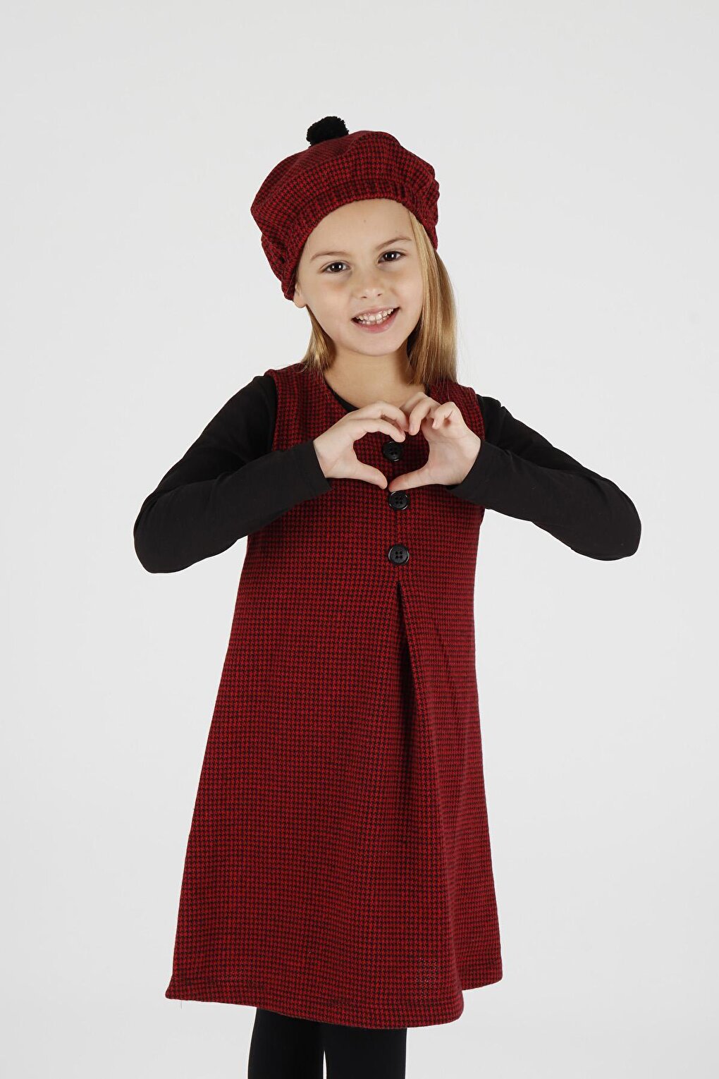 Girl's Button Detailed Badi and Hat Dress Ak2403