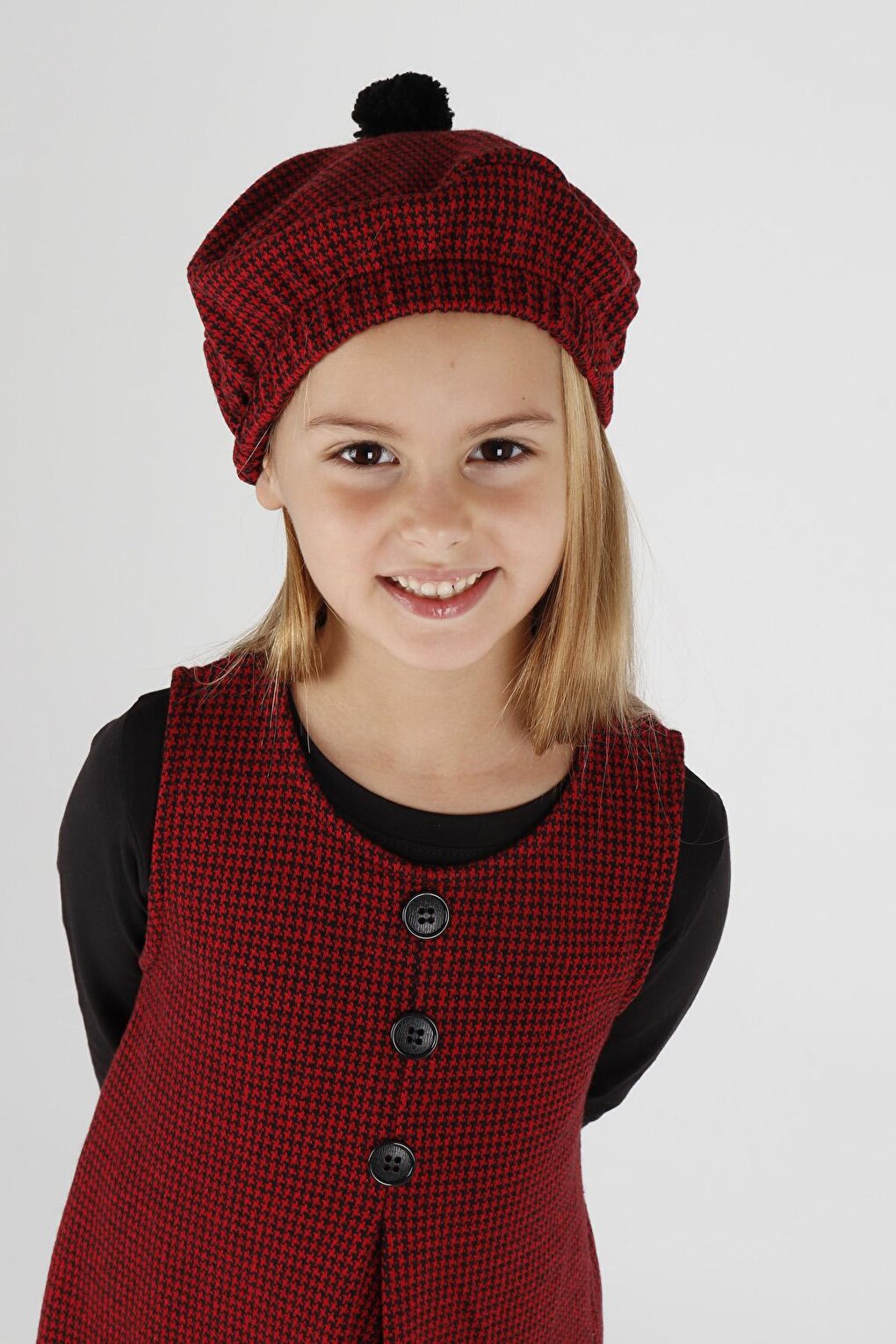 Girl's Button Detailed Badi and Hat Dress Ak2403