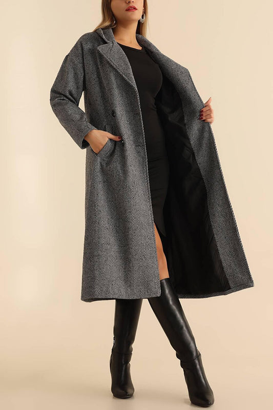 9113 Long Cashmere Coat - Black