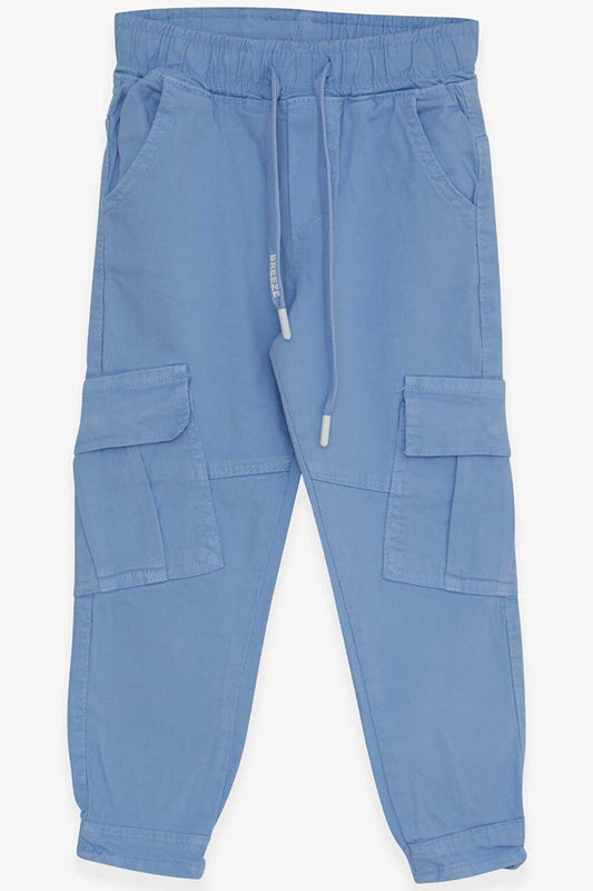 Boy's Trousers with Elastic Waist Pockets Light Blue (3-7 Years