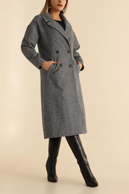 9113 Long Cashmere Coat - Black