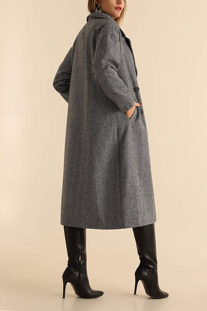 9113 Long Cashmere Coat - Black