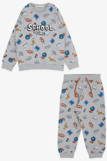 Boy's Tracksuit Set School Theme Gray Melange (Age 1.5-4)