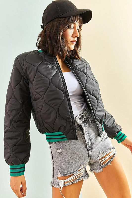 Women's Quilted Patterned College Jacket