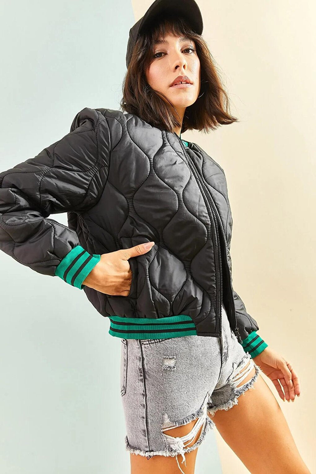 Women's Quilted Patterned College Jacket