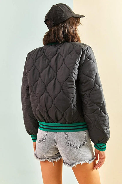 Women's Quilted Patterned College Jacket